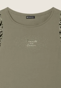 Freddy T-shirt senza maniche con dettagli dorati e animalier-Donna T-shirts