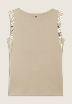 Freddy T-shirt senza maniche con dettagli dorati e animalier-Donna T-shirts