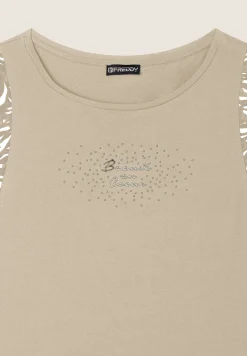 Freddy T-shirt senza maniche con dettagli dorati e animalier-Donna T-shirts