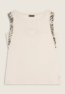 Freddy T-shirt senza maniche con dettagli dorati e animalier-Donna T-shirts