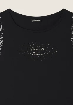 Freddy T-shirt senza maniche con dettagli dorati e animalier-Donna T-shirts