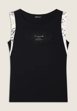 Freddy T-shirt senza maniche con dettagli dorati e animalier-Donna T-shirts