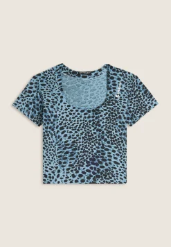 Freddy T-shirt slim fit cropped con stampa animalier-Donna T-shirts