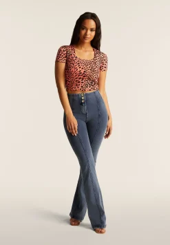 Freddy T-shirt slim fit cropped con stampa animalier-Donna T-shirts