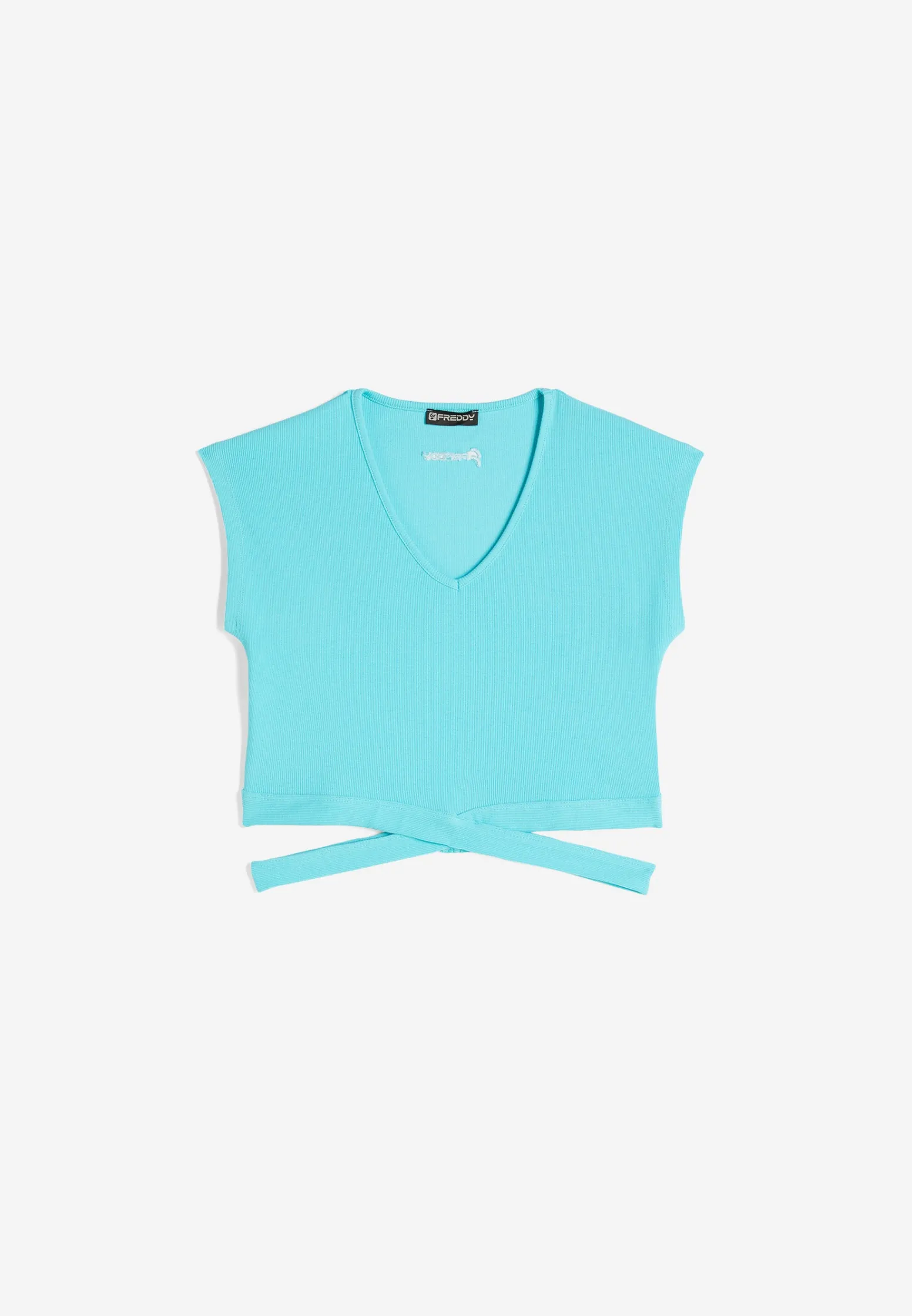 Freddy T-shirt slim fit in costina con gioco di incroci sul fondo-Donna Top E Canotte