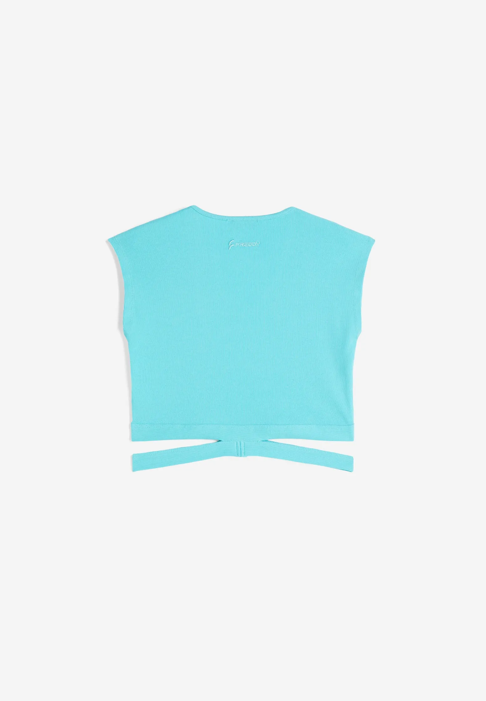 Freddy T-shirt slim fit in costina con gioco di incroci sul fondo-Donna Top E Canotte