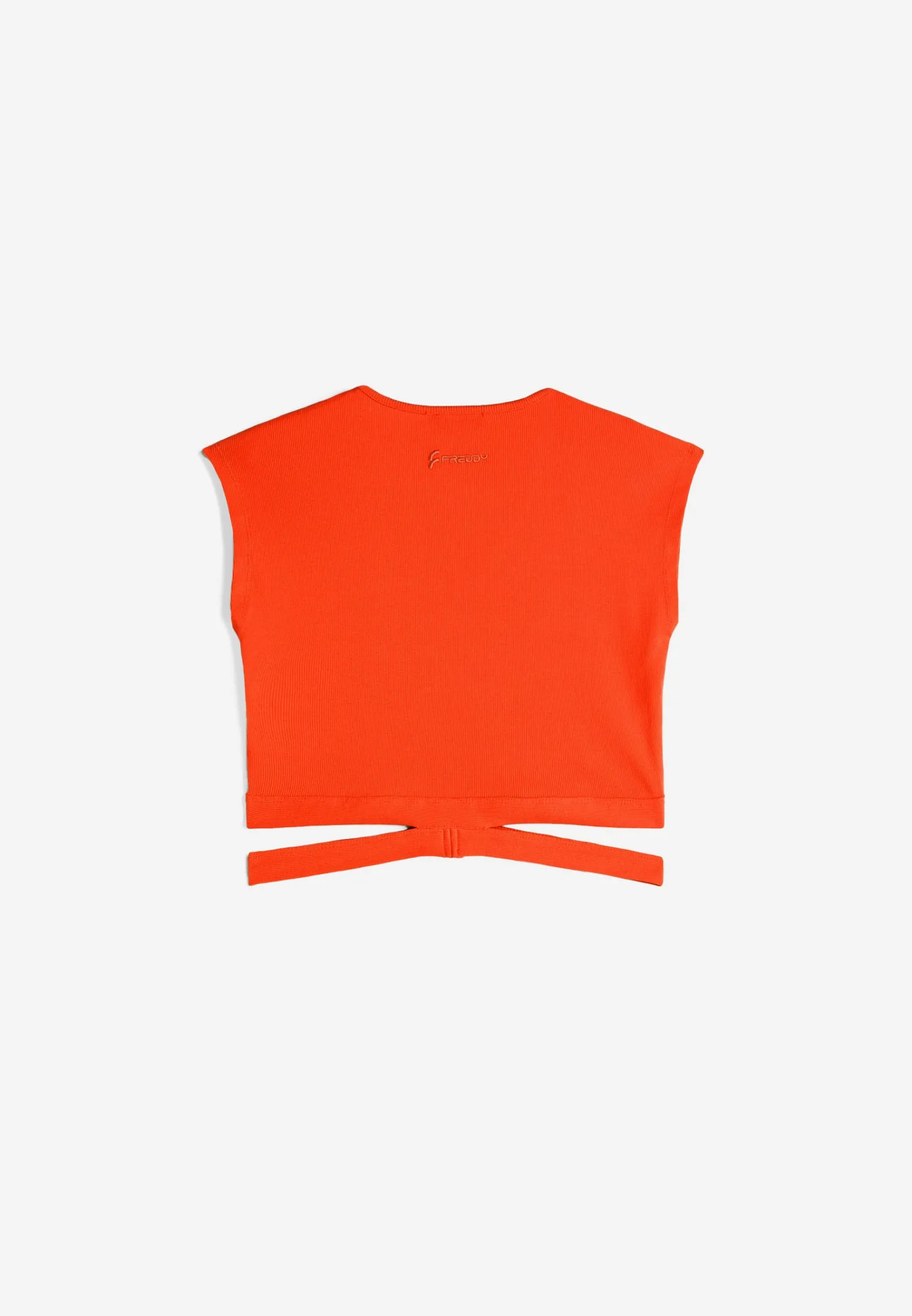 Freddy T-shirt slim fit in costina con gioco di incroci sul fondo-Donna Top E Canotte