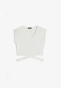 Freddy T-shirt slim fit in costina con gioco di incroci sul fondo-Donna Top E Canotte
