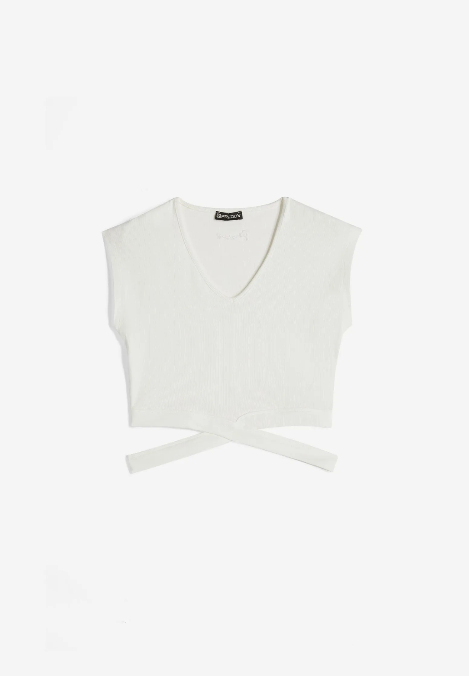 Freddy T-shirt slim fit in costina con gioco di incroci sul fondo-Donna Top E Canotte