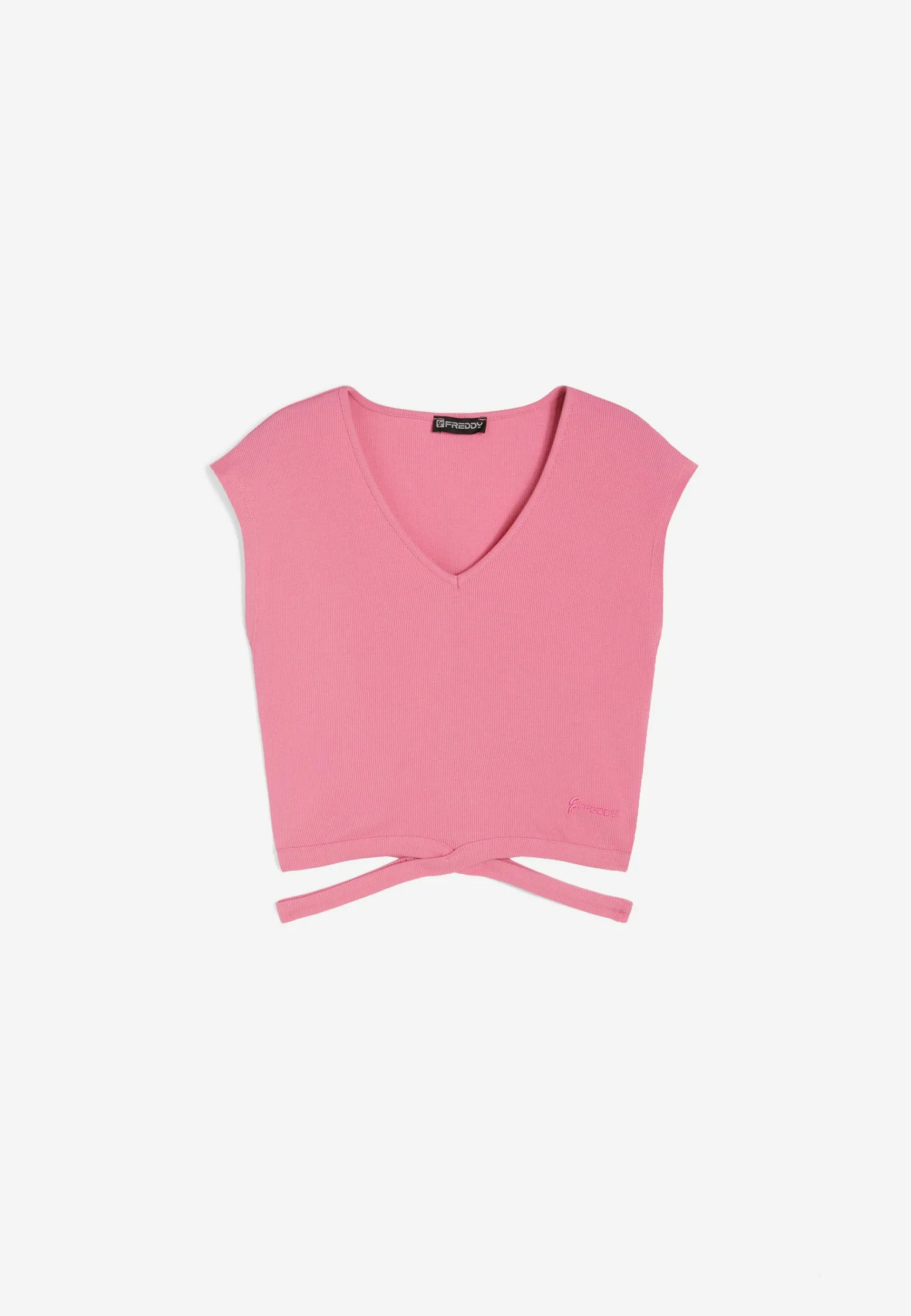 Freddy T-shirt slim fit in costina con gioco di incroci sul fondo-Donna Top E Canotte