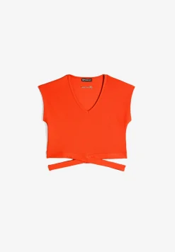 Freddy T-shirt slim fit in costina con gioco di incroci sul fondo-Donna Top E Canotte