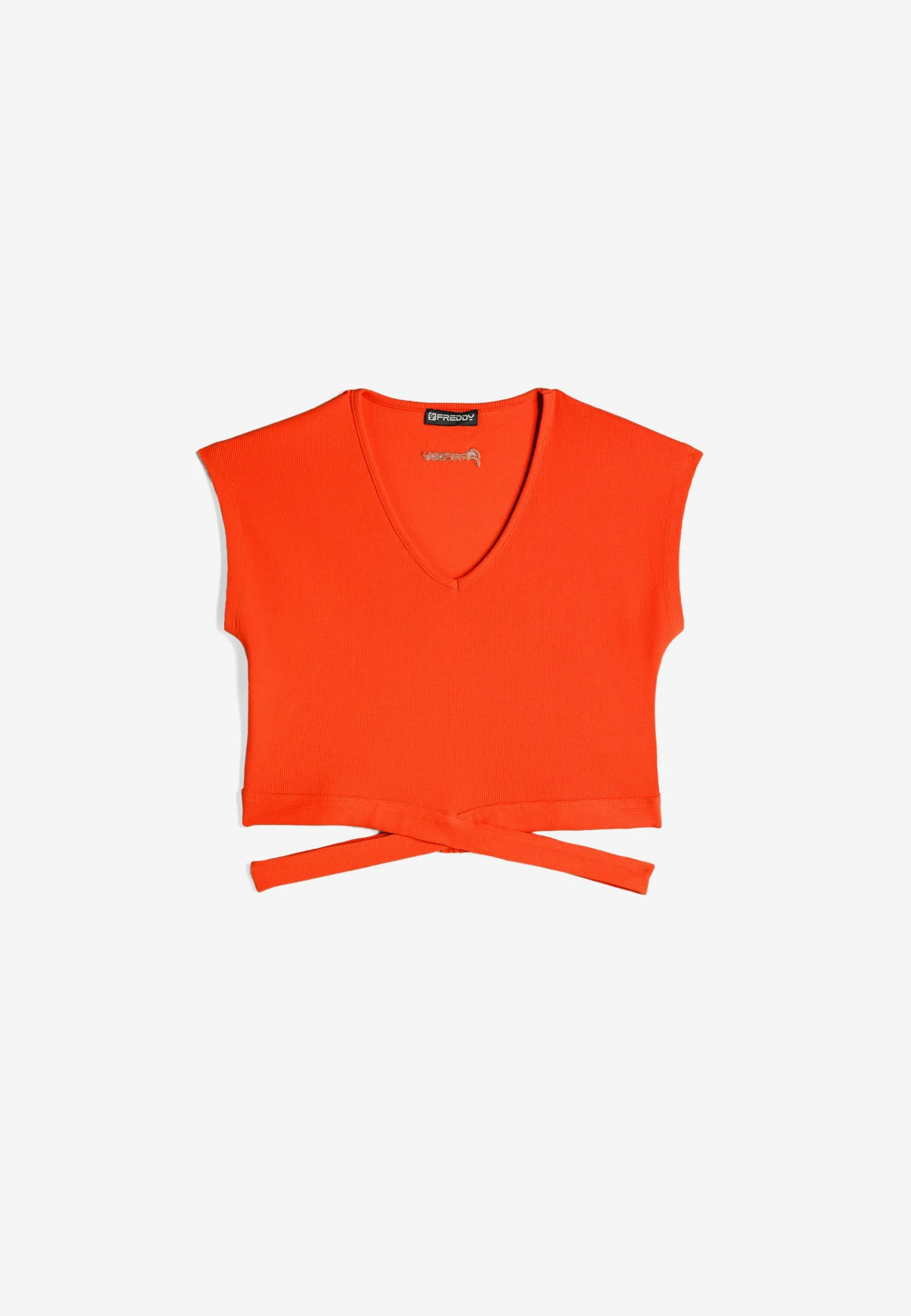 Freddy T-shirt slim fit in costina con gioco di incroci sul fondo-Donna Top E Canotte