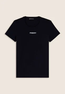 Freddy T-shirt slim fit in cotone elasticizzato con logo-Donna T-shirts