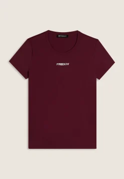 Freddy T-shirt slim fit in D.I.W.O.® con logo stampato-Donna Pilates|Fitness