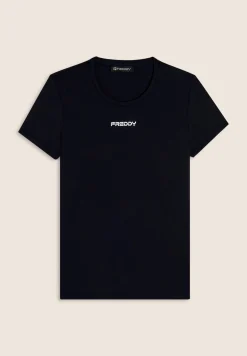 Freddy T-shirt slim fit in D.I.W.O.® con logo stampato-Donna Pilates|Fitness