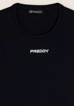 Freddy T-shirt slim fit in D.I.W.O.® con logo stampato-Donna Pilates|Fitness