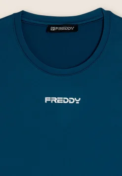 Freddy T-shirt slim fit in poliestere tecnico con logo-Donna T-shirts