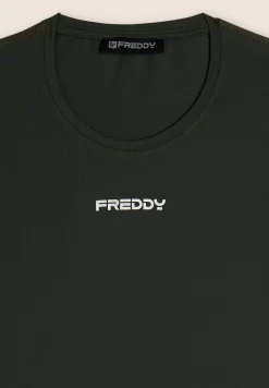 Freddy T-shirt slim fit in poliestere elasticizzato con logo-Donna Pilates|Fitness