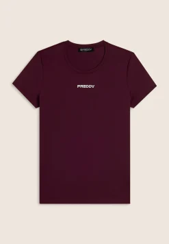 Freddy T-shirt slim fit in poliestere elasticizzato con logo-Donna Pilates|Fitness