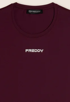 Freddy T-shirt slim fit in poliestere elasticizzato con logo-Donna Pilates|Fitness