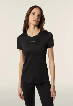 Freddy T-shirt sportiva in tessuto tecnico con logo bronzo-Donna Pilates|Fitness