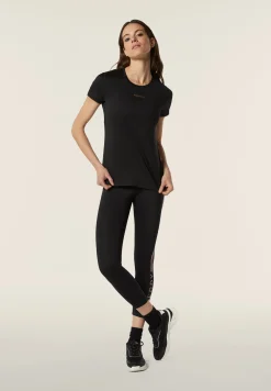 Freddy T-shirt sportiva in tessuto tecnico con logo bronzo-Donna Pilates|Fitness