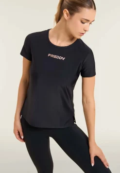 Freddy T-shirt tecnica con spacchi laterali e fit regolare-Donna Pilates|Fitness