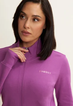 Freddy Tuta con zip e collo alto in tessuto interlock di cotone-Donna Pilates|Ginnastica