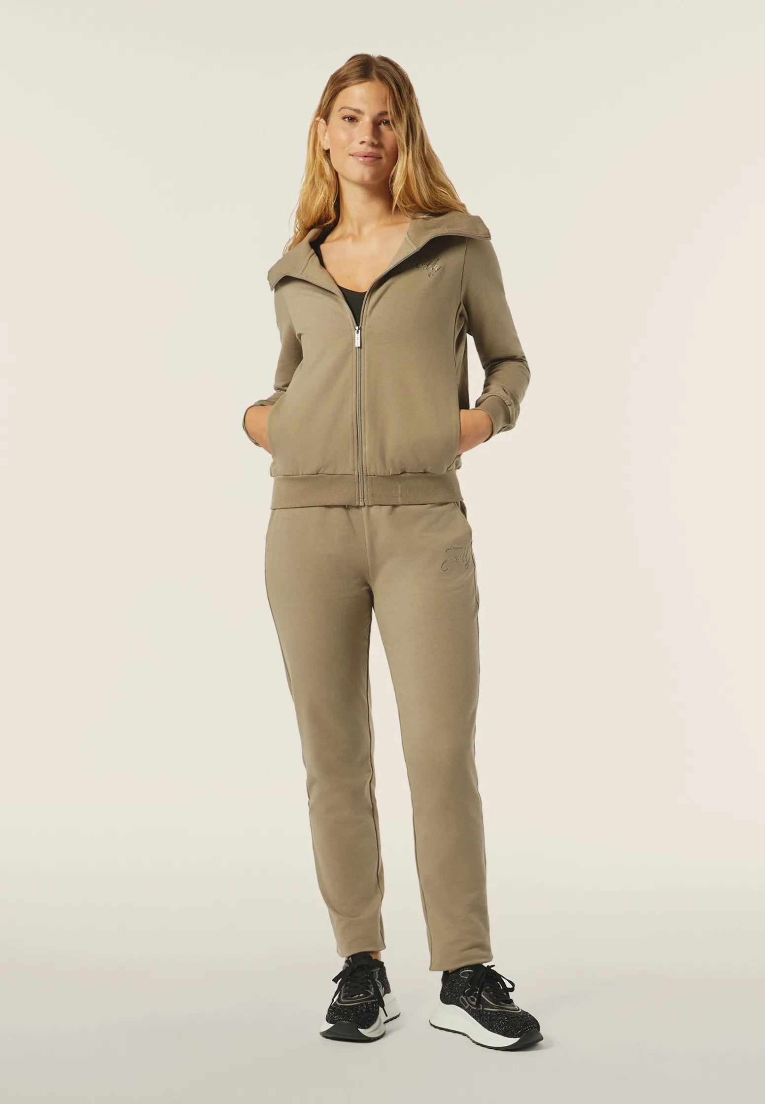 Freddy Tuta donna in felpa con zip e ampio collo in costina-Donna Ginnastica|Tute