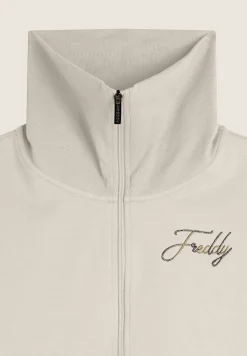 Freddy Tuta donna in felpa con zip e ampio collo in costina-Donna Ginnastica|Tute