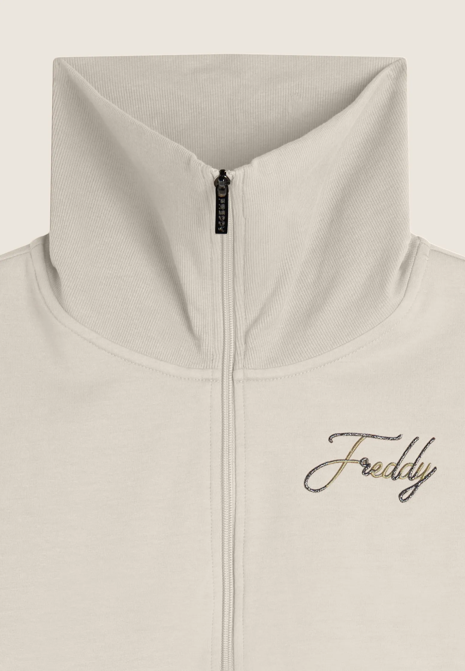 Freddy Tuta donna in felpa con zip e ampio collo in costina-Donna Ginnastica|Tute