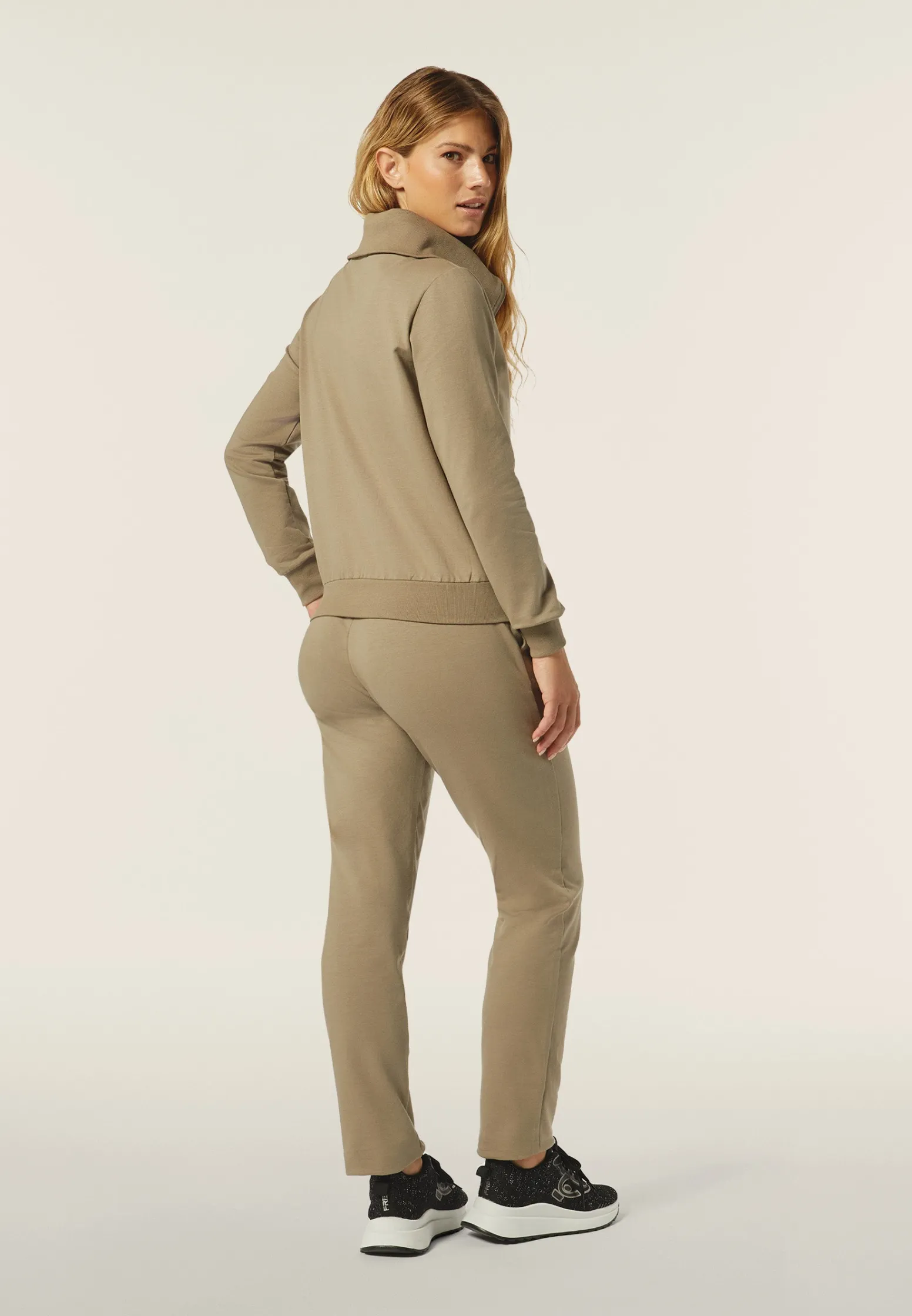 Freddy Tuta donna in felpa con zip e ampio collo in costina-Donna Ginnastica|Tute