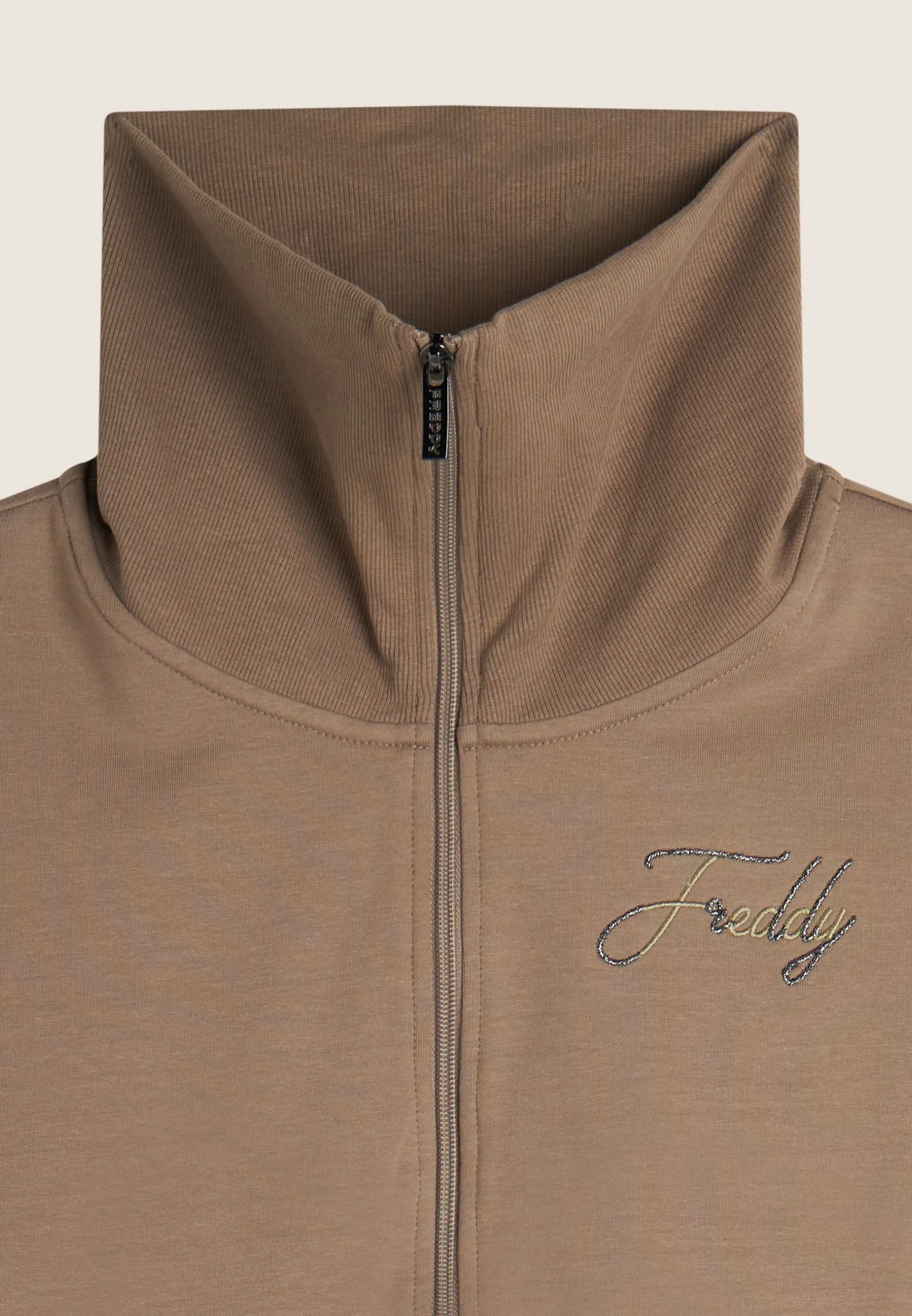 Freddy Tuta donna in felpa con zip e ampio collo in costina-Donna Ginnastica|Tute