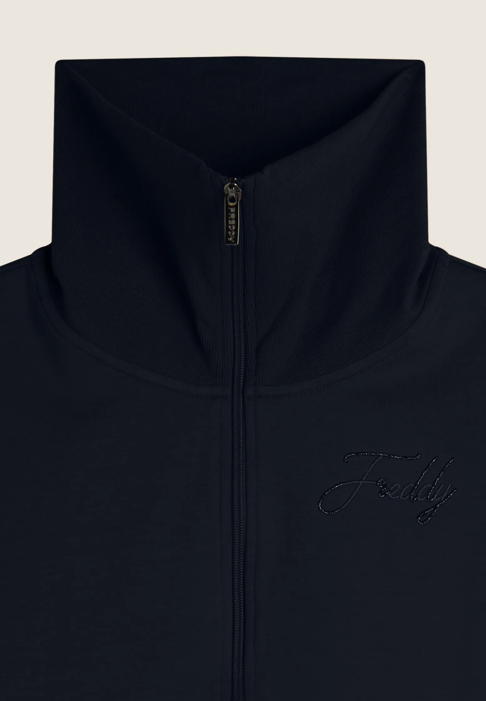 Freddy Tuta donna in felpa con zip e ampio collo in costina-Donna Ginnastica|Tute
