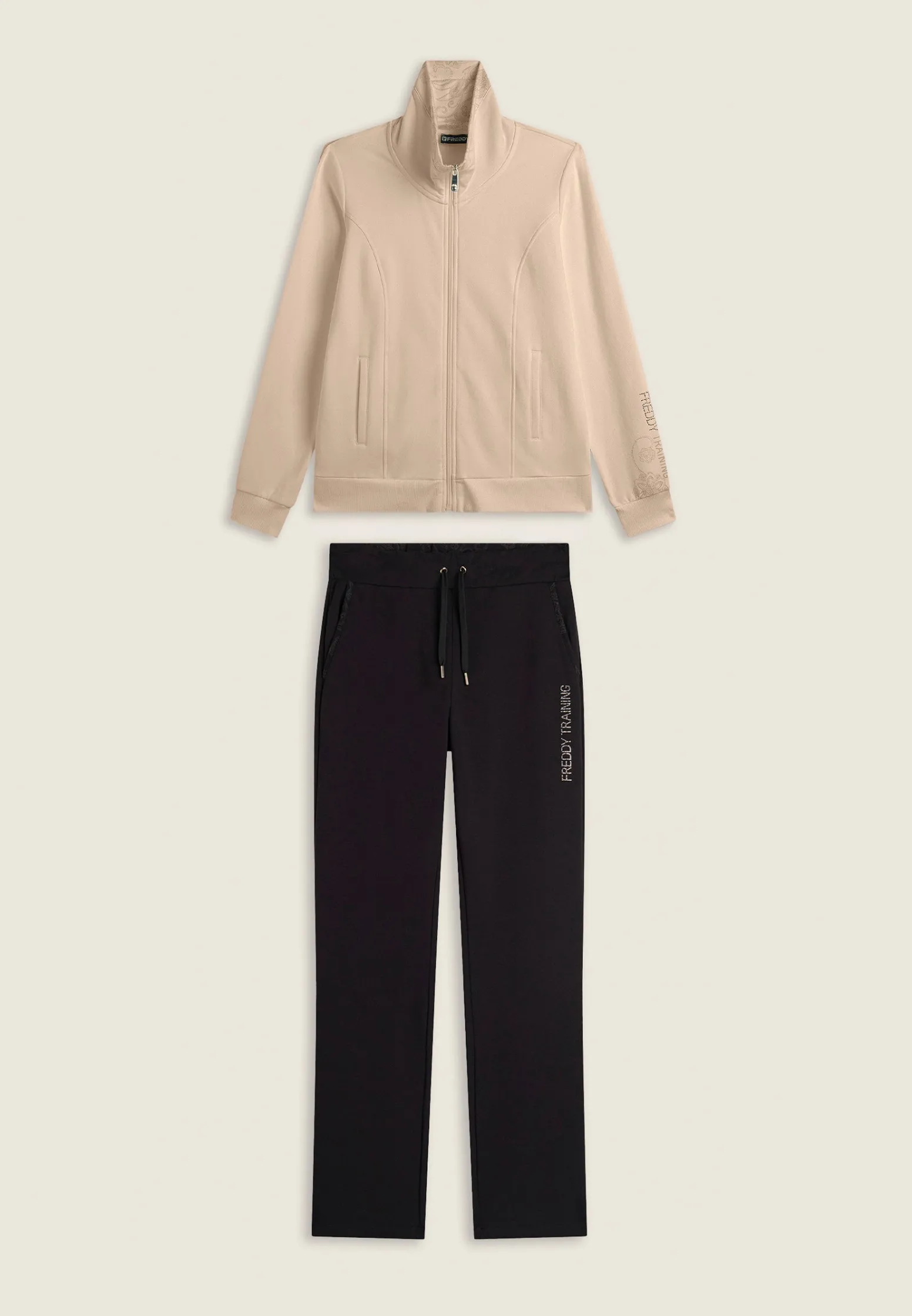 Freddy Tuta donna zip e collo alto in felpa con pantalone dritto-Donna Ginnastica|Tute