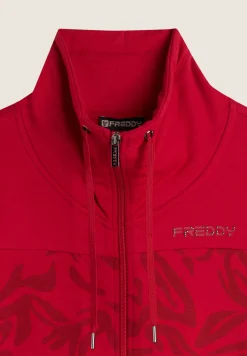 Freddy Tuta donna zip e collo alto in felpa con dettagli floreali-Donna Ginnastica|Tute