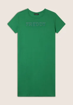 Freddy Vestito in jersey con perline dorate-Donna Pilates|Ginnastica
