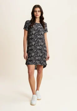 Freddy Vestito midi in viscosa animalier con maniche corte-Donna Abiti