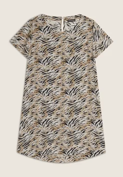 Freddy Vestito midi in viscosa animalier con maniche corte-Donna Abiti