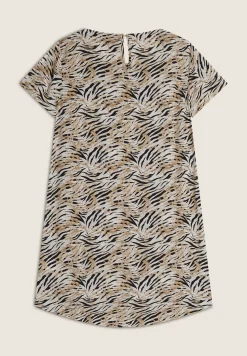 Freddy Vestito midi in viscosa animalier con maniche corte-Donna Abiti