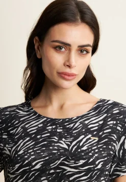 Freddy Vestito midi in viscosa animalier con maniche corte-Donna Abiti