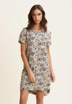 Freddy Vestito midi in viscosa animalier con maniche corte-Donna Abiti