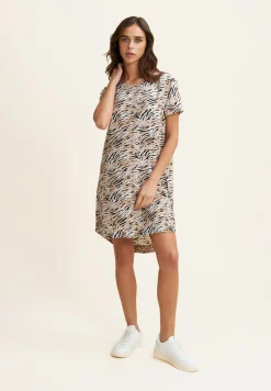 Freddy Vestito midi in viscosa animalier con maniche corte-Donna Abiti