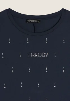 Freddy Vestito Svasato con Strass in Jersey Modal-Donna Abiti